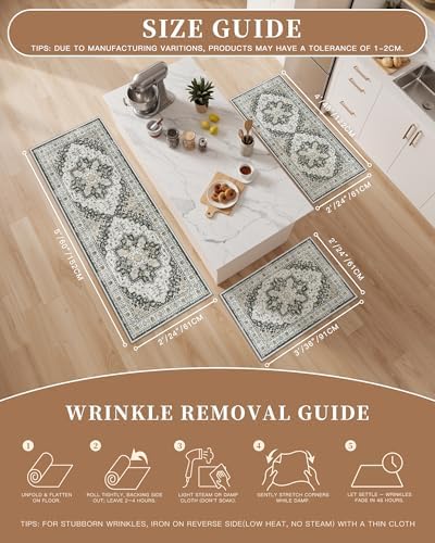 Madane 2-Piece Area Rugs Set, Small Kitchen Runner Non-Slip, Black - Image 5