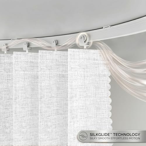 JILRON Hanging Accordion Room Divider with Track System - Ceiling-Mounted Partition Curtain, Simple Installation(White 180" W x 96" L-Pack of 1) - Image 3