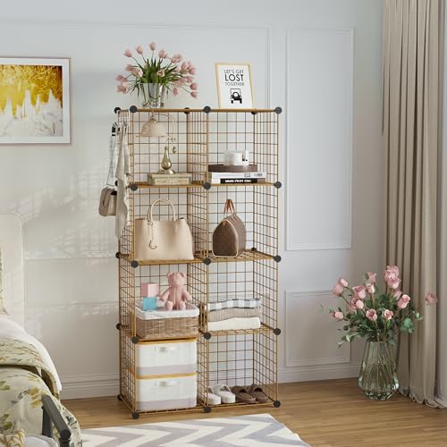 C&AHOME Wire Cube Storage, 8 - Cube Organizer Metal C Grids Units, Brown - Image 2