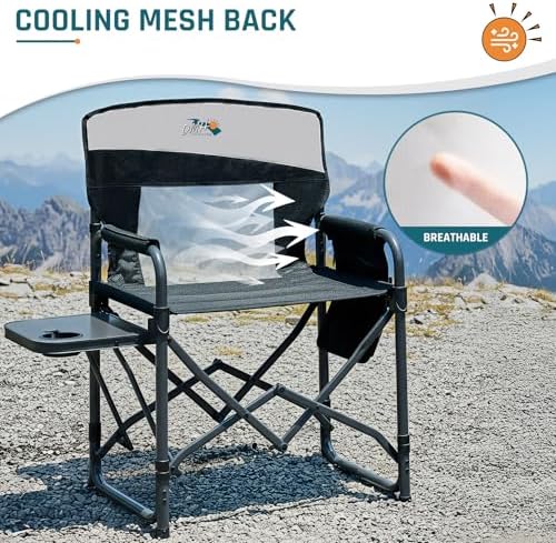 2 Pack Camping Directors Chair with Side Table & Breeze Mesh Backrest - Image 5