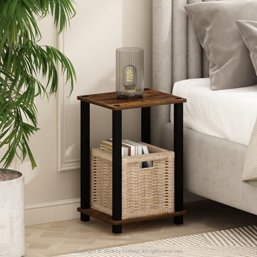 Furinno Simplistic Toolless 2-Tier Compact Night Stand, Amber Pine by Furinno-FitsYourSpaceFitsYourBudget