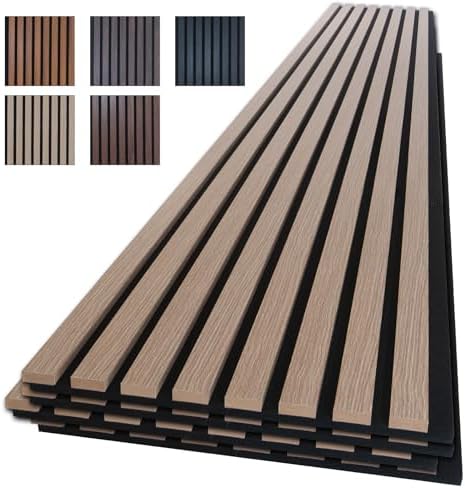 NeatiEase Wood Slat Wall Panels, 4-Piece 96" x 12.6", Soundproof Acoustic Wall Panels for Interior Decor, Noise Cancelling (Rustic Oak) by NeatiEase