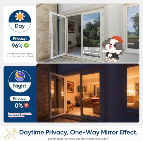 SUNBABY Window Privacy Film, One Way Mirror & Heat Blocking, 45"x393.7" - Image 5