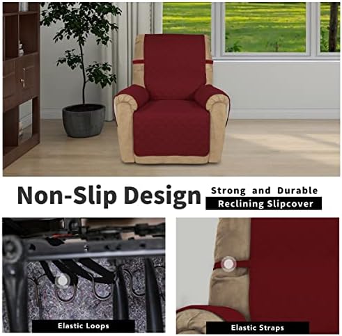 Easy-Going Reversible Couch Cover, Recliner 22 in, Christmas Red/Ivory - Image 3