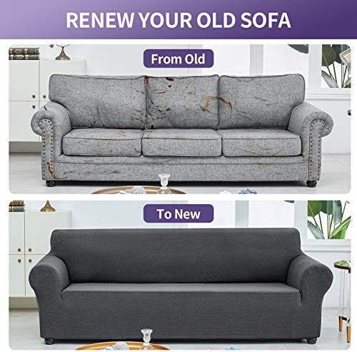 Joccun Stretch Loveseat Couch Cover Slipcover, 1-Piece Sofa Cover for 2 Cushion Couch Spandex Jacquard Washable Furniture Protector Cover for Living Room,Kids,Pets（Loveseat,Charcoal） - Image 6
