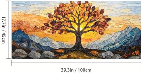 HOMETITUTE Tree Stained Glass Privacy Window Film 39.3x17.7 Inch PVC - Image 4