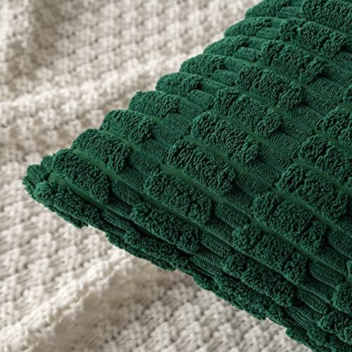 MIULEE Pack of 2 Dark Green Corduroy Decorative Christmas Pillow Covers 12x20 Inch Soft Boho Striped Throw Pillow Covers Modern Farmhouse Home Decor for Sofa Living Room Couch Bed - Image 4