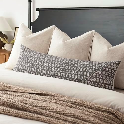 Foindtower Long Floral Print Lumbar Throw Pillow Covers 14×36 Rustic Gray - Image 4