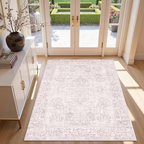Rugxara 3x5 Entryway Rug,Pink Vintage Boho Bedroom Area Rug by Rugxara