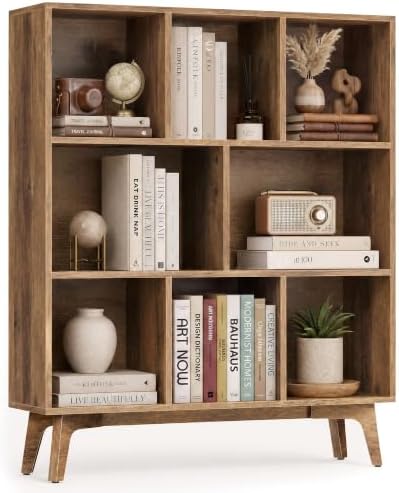VASAGLE Mid-Century Modern 8-Cube Bookshelf, 35.4 x 9.4 x 42.3 Inch by Unknown