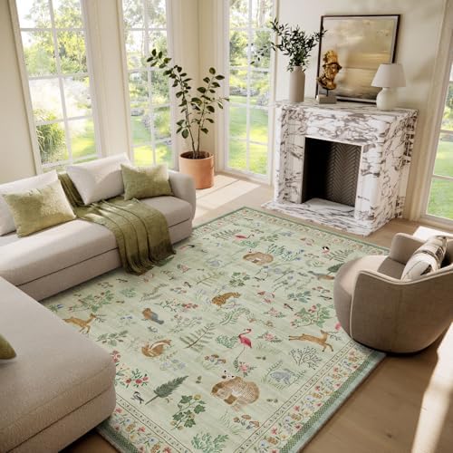 6x9 Area Rugs for Living Room: Washable Rug Vintage Bedroom Rugs Stain Resistant Non Slip Low Pile Soft Lightweight Carpet for Kitchen Dining Room Farmhouse Nursery Kids Room Indoor by palohom