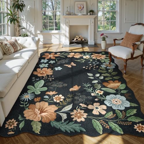 Lahome Floral Washable 6x9 Area Rugs, Soft Bedroom Rug for Living Room by Lahome