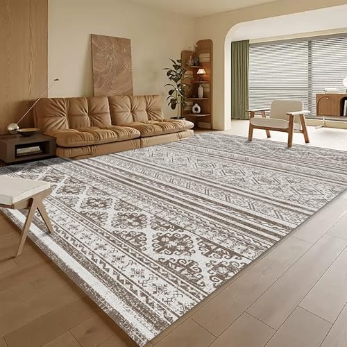 RUGSURE Washable Area Rugs 4' x 6' - 1/6 Thick - Moroccan-Inspired -Stain & Water Resistant Non-Slip - Resistant Rug for Living Room, Bedroom, Nursery, Pet & Child Friendly (Brown) by RUGSURE