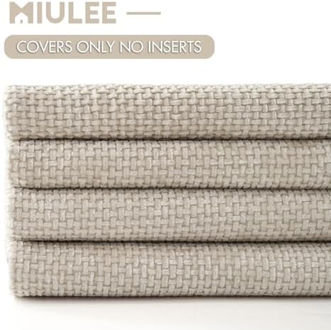 MIULEE Soft Decorative Chenille Pillow Covers Cream 16x16 Pack of 4 - Image 6