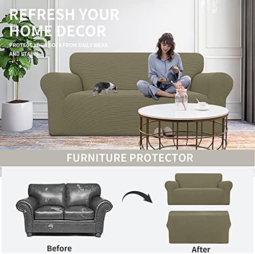 Easy-Going Stretch Oversized Loveseat Couch Covers Washable Khaki - Image 4