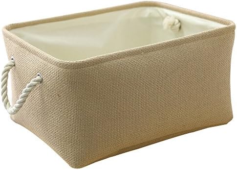 TheWarmHome Large Storage Basket - Fabric Storage Baskets for Organizing Shelves, Collapsible Storage Bin Organizer for Closet Bookself Laundry Dog Toy Home Organization, Decorative Beige Basket Gift by TheWarmHome