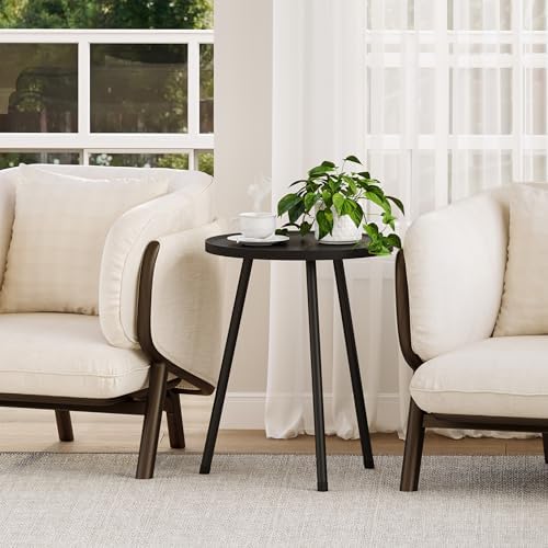 Round Side Table, Small End Table, Drink Table for Couch, Mini Tea Table for Sofa, Modern Accent Nightstand for Small Space, Living Room Bedroom LET521BK - Image 5