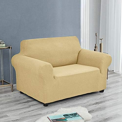 Joccun Stretch Chair Couch Cover,1-Piece Sofa Slipcover Spandex Jacquard Fabric Sofa Covers with Elastic Bottom,Washable Furniture Protector for Dogs,Cats,Kids(Armchair,Champagne) - Image 4
