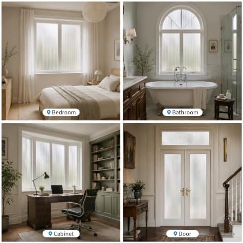Deep Dream Reeded Glass Window Privacy Film, Frosted Glass Film, Removable 3D Decorative Decals Non Adhesive, Anti-Glare Static Cling Vinyl for Bathroom Living Room, 23.6" x 78.7" - Image 6