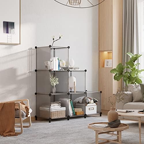 AWTATOS Cube Storage Organizer, Closet Organizers, 6 Cube Shelf, Grey - Image 2