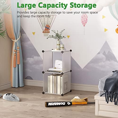 C&AHOME Modular Bookcase, 2-Cube Storage Organizer, Plastic Shelves, White - Image 3