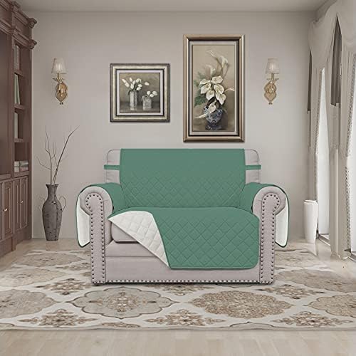 Easy-Going Oversized Chair Sofa Slipcover Reversible Sofa Cover Water Resistant Couch Cover Furniture Protector Cover with Elastic Straps for Pets Dog (Oversized Chair, Cyan/Ivory) - Image 2