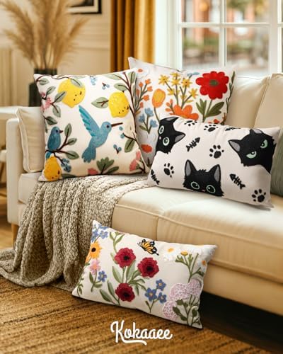Embroidered Lumbar Pillow Cover 20x12 Inch, Cat Bone - Image 6