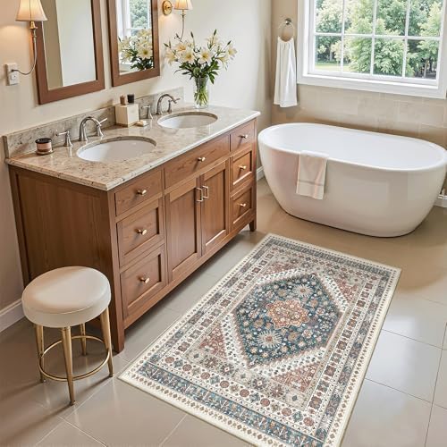 Madane Washable Area Rug 2x3 Small Entryway Rugs Non-Slip, Navy Blue - Image 3