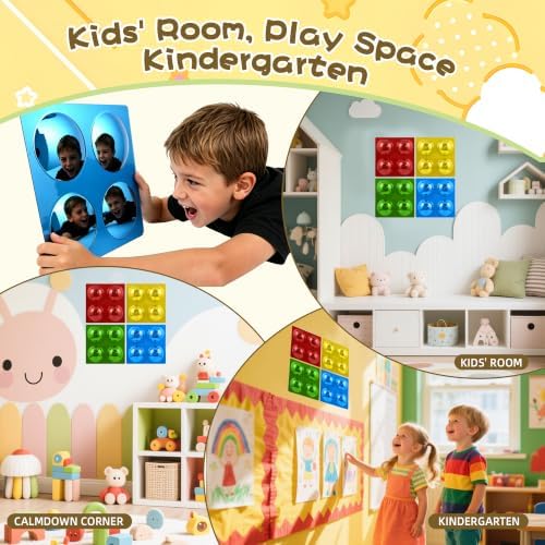 Acrylic Funny Mirror Set 4 Pack - Distortion Mirror for Sensory Exploration Self Recognition, Unbreakable Magic Mirror for Classroom Home Activity - Safe Rounded Edges - Image 5