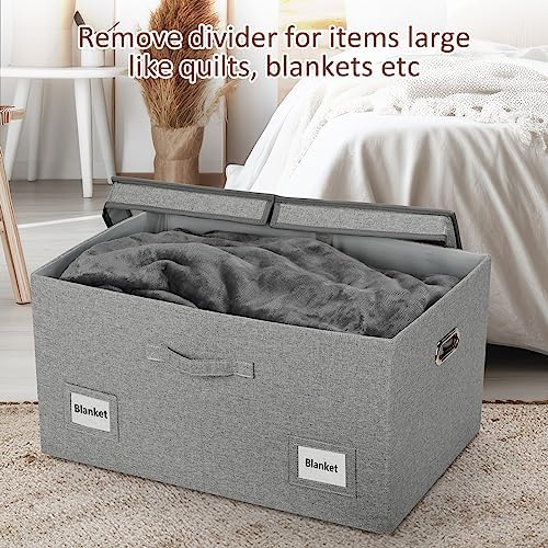 Graciadeco 75 Quarts Extra Large Decorative Storage Bins with Lids, 1 Pack Gray Collapsible Storage Bins with Lids, Stackable Storage Bins Decorative Box Storage With Lid Extra Large - Image 6
