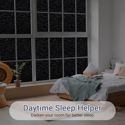 Haton Window Privacy Film, Black Stripe Non-Adhesive, 35.4" x 78.7" - Image 3