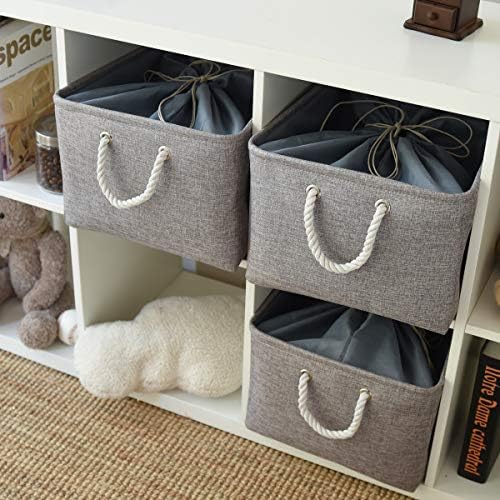 TheWarmHome Fabric Storage Bins Baskets for Organizing, Large Sturdy Storage Basket W/Handles, Decorative Foldable Storage Baskets for Shelves Closet Nursery Toy (X Large - 3 Pack 17.7L×13.8W×9.8H) - Image 4