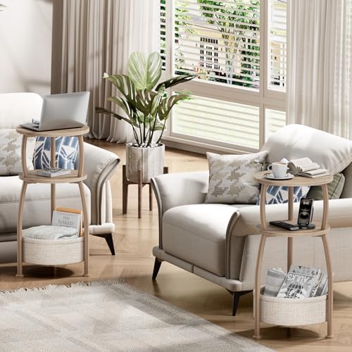 Small Side Table with Storage Basket for Living Room, 11.81in - Image 6