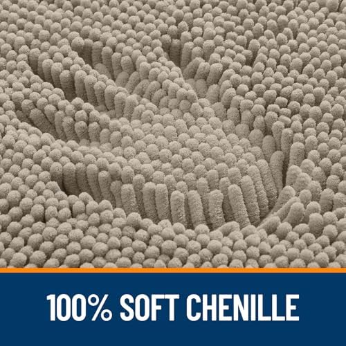 OLANLY Small Bathroom Rugs 24x16, Extra Soft Absorbent Chenille Bath Rugs, Rubber Backing Quick Dry, Machine Washable Bath Mats for Bathroom Floor, Tub and Shower, Home Decor Accessories, Warm Taupe - Image 3