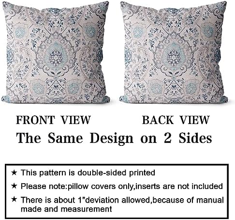 Snycler Boho Throw Pillow Covers 20x20 inch Set of 2 Terracotta Rust Blue Colored Throw Pillows Double Sided Boho Home Soft Decor for Bedroom Living Room Couch & Sofa (No Inserts) - Image 2