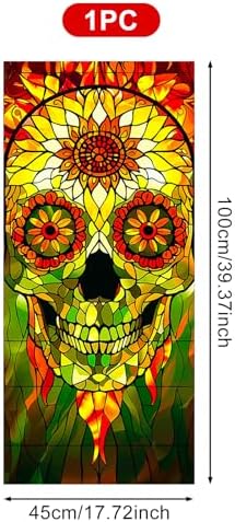 HOMETITUTE Halloween Sunflower Skull Privacy Window Cling 17.7x39.3 PVC - Image 3