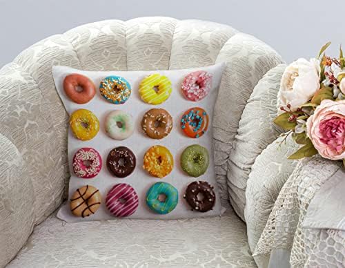 TSSOHU Outdoor Patio Throw Pillow Cover Colorful Donuts Farmhouse Décor Outside Furniture Swing Seat Bench Chair Decorative Cushion Cases 18x18 Deep Seat Bed Couch Sofa - Image 2