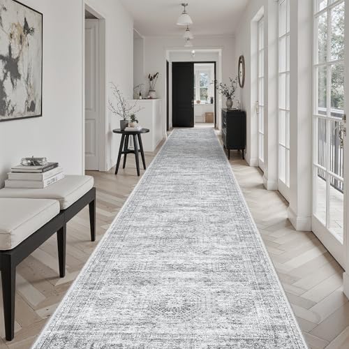 Soalmost Washable Hallway Runner Rug 3x20 Kitchen Entry Rugs Non-Slip, Grey - Image 4