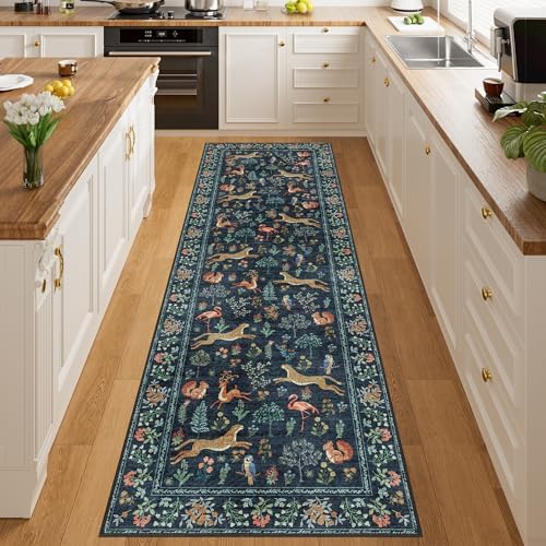 DUKINO 2.6x8 Rug for Hallway, Washable Kitchen Rugs Non Slip, Navy Blue - Image 6