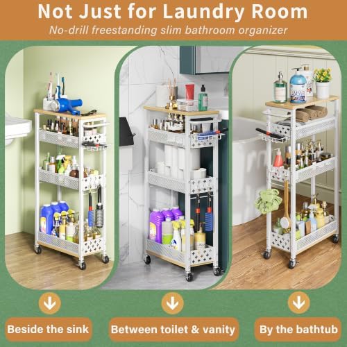 OKZEST Slim Laundry Room Organization Cart with Detergent Dispenser Holder - Image 5