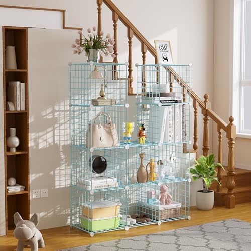 C&AHOME Wire Cube Storage, 12 - Cube Organizer Metal C Grids, Closet, Blue - Image 4