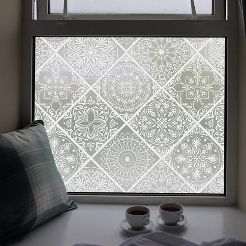 DKTIE Moroccan Lattice Stained Glass Window Film Decorative 35.4" x 78.7" by Dktie