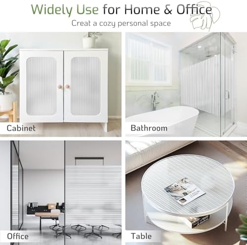LUTE Reeded Glass Window Privacy Film, Frosted Decor Vinyl, 35.4" x 78.7" - Image 5