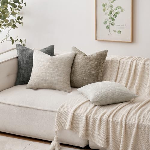 MIULEE Decorative Couch Throw Pillow Covers 18x18 Inch Grey-White 2 Pack - Image 3