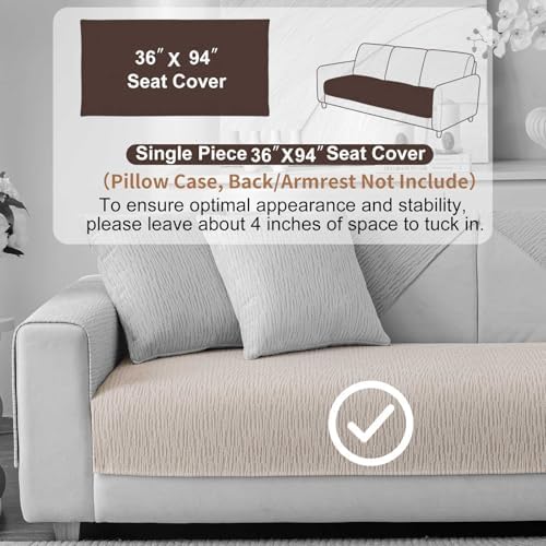 Soft Waterproof Chenille Cover Washable, Non Slip Sectional Sofa Covers for 3 Cushion Couch Sofa L Sharped Sofa Slipcover for Pets, Furniture Protector (1 PCS 36"x94" Coffee) - Image 2