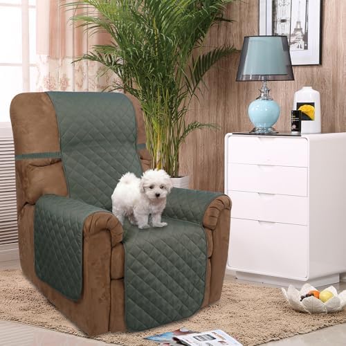 U-NICE HOME Reversible Recliner Chair Covers, Grey/Beige - Image 2