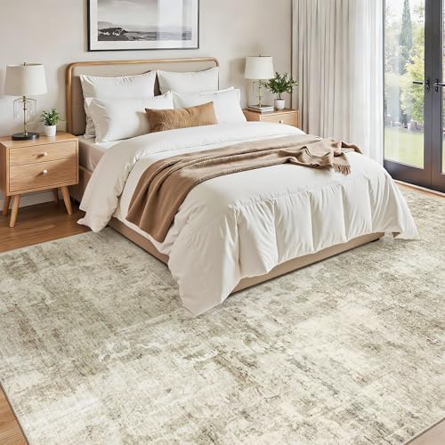 Soalmost Abstract 7x10 Area Rug for Living Room Washable Rugs Beige/Gray - Image 3