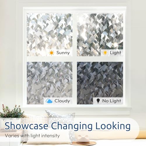 rabbitgoo Window Privacy Film, Crystal Icicles, 17.5" x 157.4" - Image 6