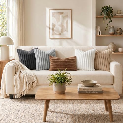 Pallene Faux Fur Decorative Throw Pillow Covers 12x20 Set of 2, Grey - Image 6