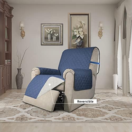 Easy-Going Reversible Couch Cover, Recliner 19 in, Dark Blue/Ivory - Image 2